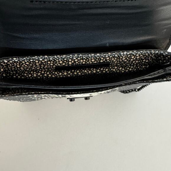 Loeffler Randall Snake Python Embossed Crossbody Chain Bag Black Cream w Mirror - Picture 7 of 11